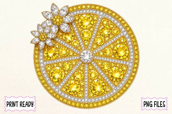 Download Rhinestone Lemon Slice Floral Design - Design Collection