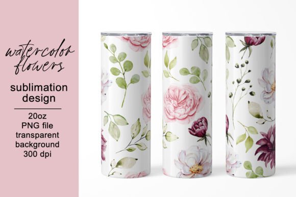 Download Tumbler Wrap, Digital Flower Design, PNG - Design Collection