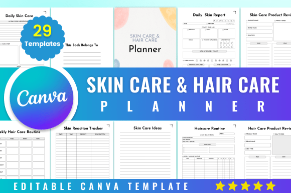 Download Editable Skin Care &amp; Hair Care Planner - Care Collection