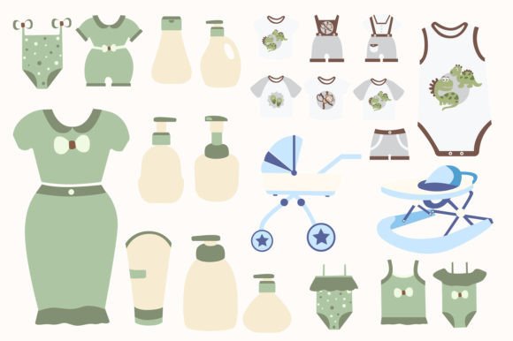 Download Clothes and Skincare for Kids Vector Set - Care Collection