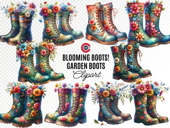 Download Flower Design Gardening Boots - Design Collection