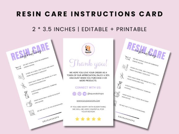 Download Editable Resin Care Card Template - Care Collection