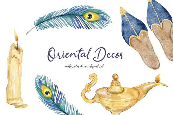 Download Watercolor Oriental Decor Clipart Set - Oriental Collection