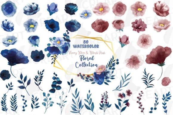 Download Dark Indigo and Blush Pink Flower Design - Design Collection