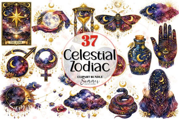 Download Mystical Moon Stars Celestial Zodiac - Star Collection