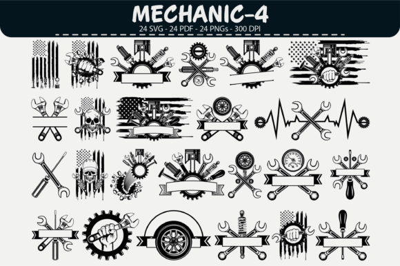 Download Mechanic Emblem Vector Set – 24 Designs - Design Collection